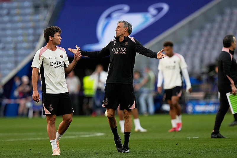 UEFA Champions League 2024-25 Final: PSG training session, Joao Neves