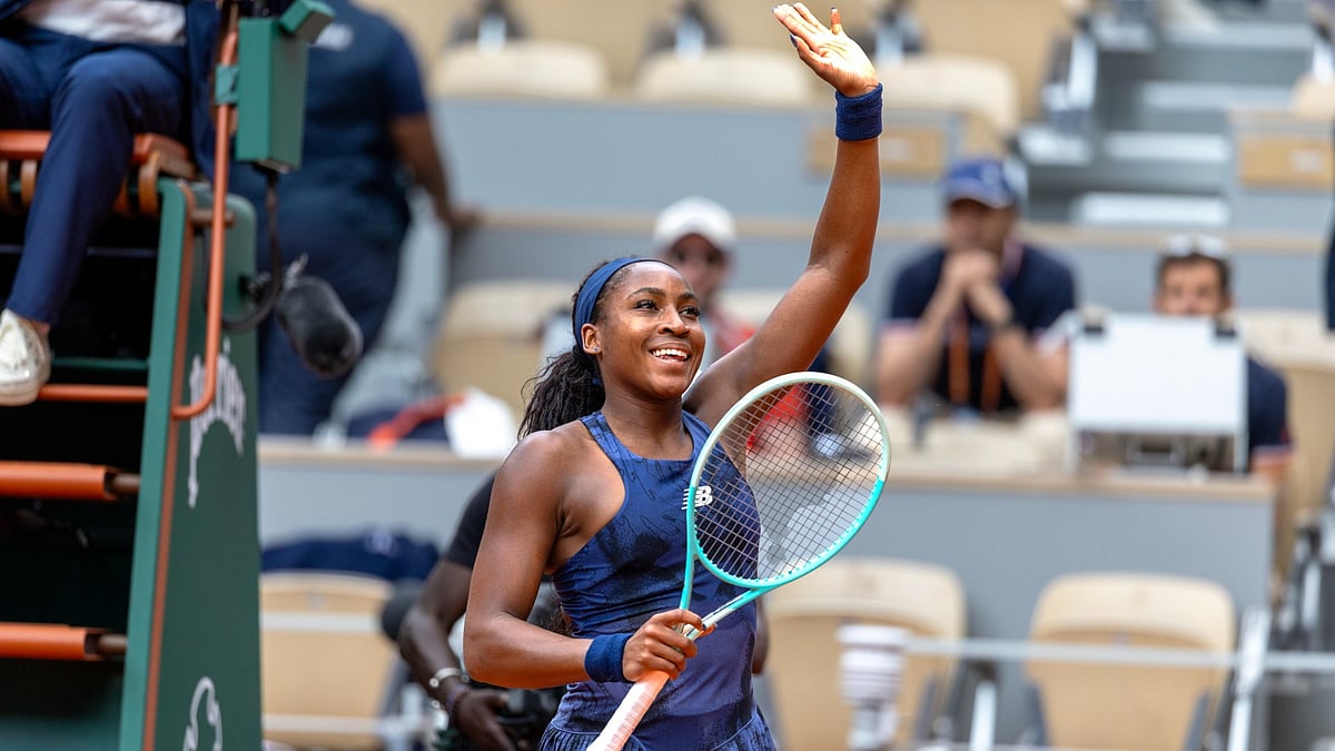 Coco Gauff celebrates her victory