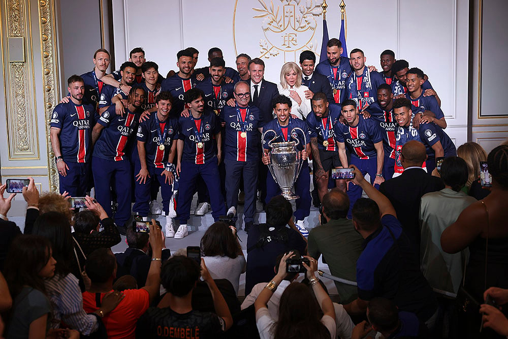 France Soccer Champions League Final PSG Victory Parade in Paris_Emmanuel Macron