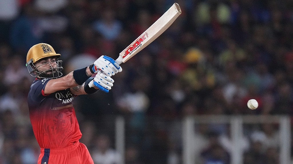 Royal Challengers Bengaluru's Virat Kohli plays a shot during the Indian Premier League 2025 final against Punjab Kings at Narendra Modi Stadium in Ahmedabad. - AP