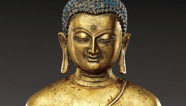 A bronze statue of Gautam Buddha