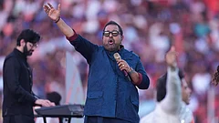 Indian playback singer Shankar Mahadevan performs before the start of the Indian Premier League 2025 final between Punjab Kings and Royal Challengers Bengaluru at Narendra Modi Stadium in Ahmedabad. - AP