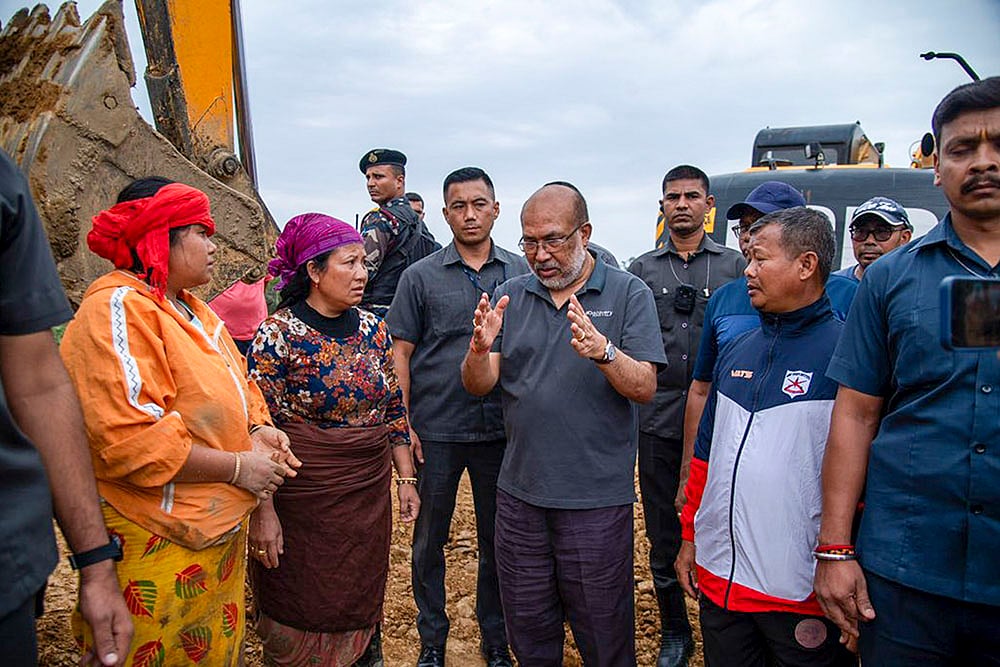 N Biren Singh visits flood-affected areas