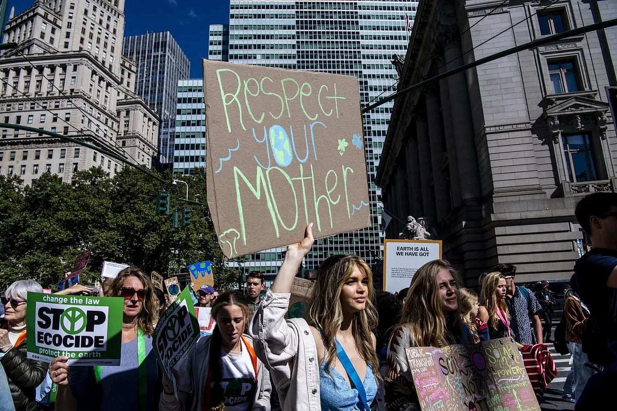 AP : Activists taking part in protests against ecocide
