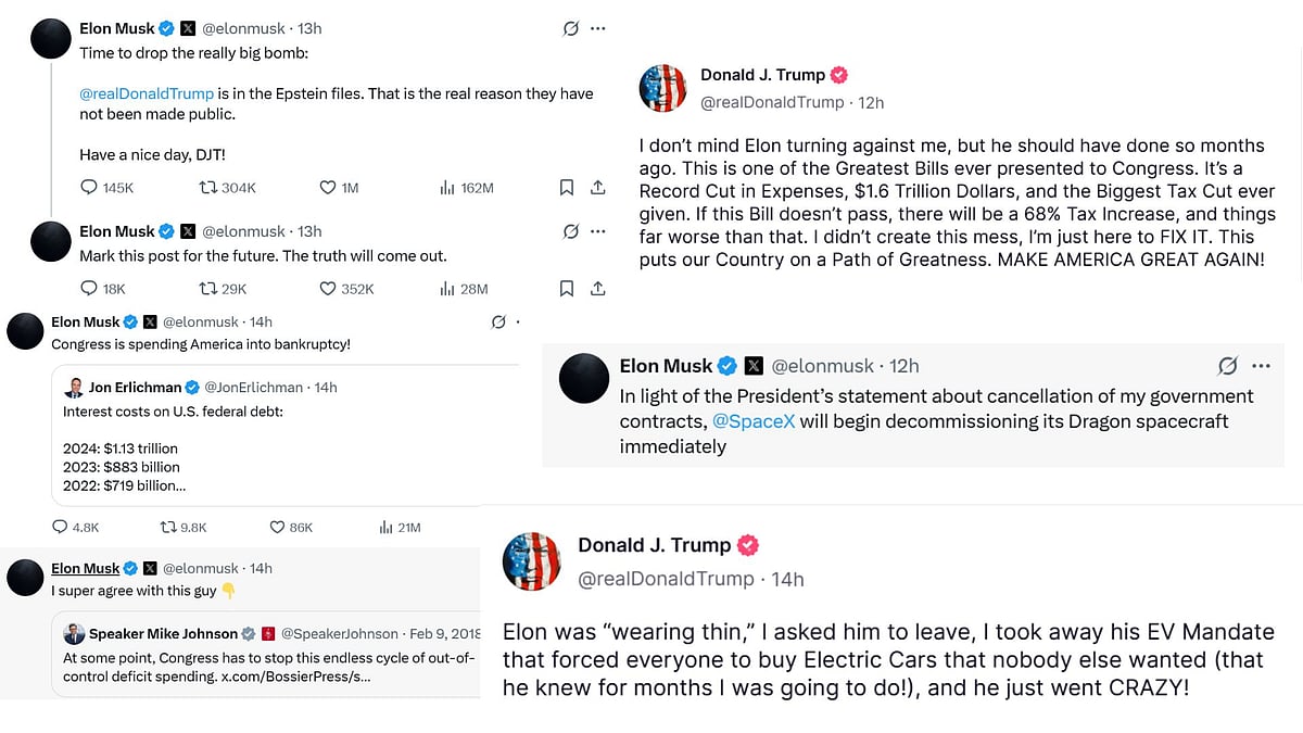 - X and Truth Social Handles -  : The feud between U.S. Presdient Donald Trump and billionaire Elon Musk