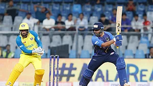 Photo: Special Arrangement : Prithvi Shaw of North Mumbai Panthers in the T20 Mumbai League 2025.