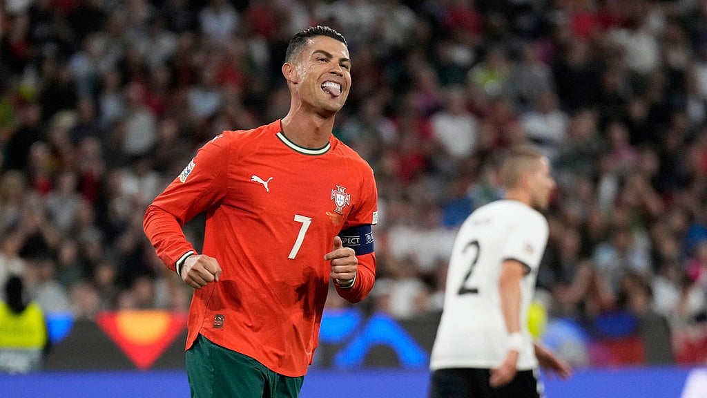 Cristiano Ronaldo in action for Portugal. - AP/Matthias Schrader