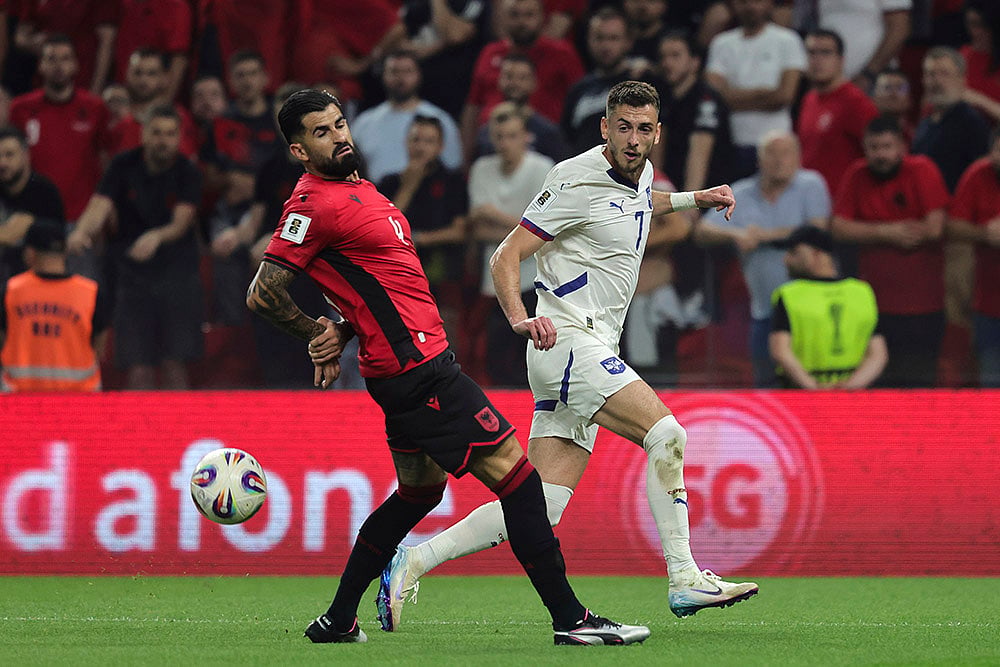 World Cup 2026 group K qualifying soccer Albania vs Serbia_Aleksa Terzić