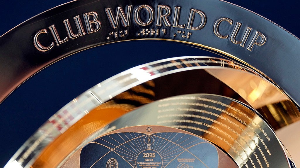 The FIFA Club World Cup soccer trophy is displayed Friday, May 16, 2025, in Nashville, Tenn.  - (AP Photo/Mark Humphrey - File)