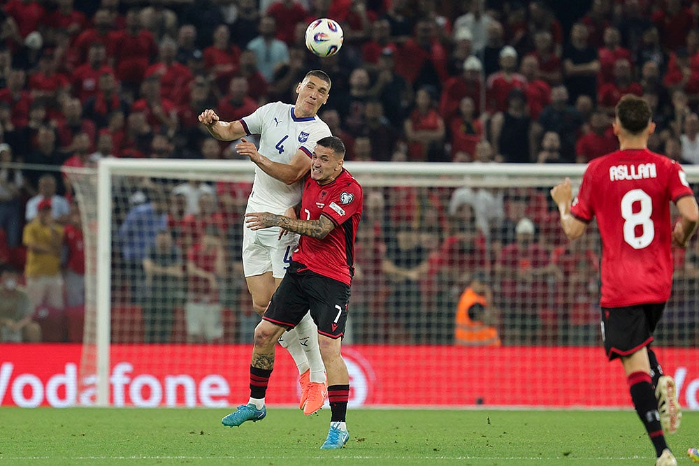 World Cup 2026 group K qualifying soccer Albania vs Serbia_Nikola Milenković