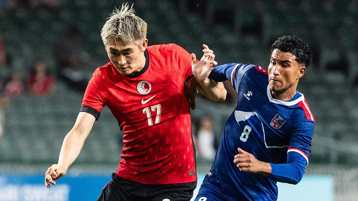| Photo: X/theanfaofficial : Nepal's Arik Bista playing against Hong Kong.