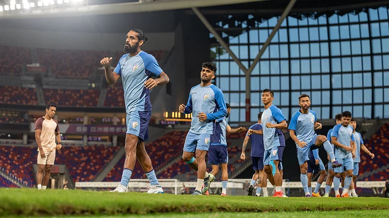 Indian football team training ahead of the match against Hong Kong. - | Photo: X/IndianFootball
