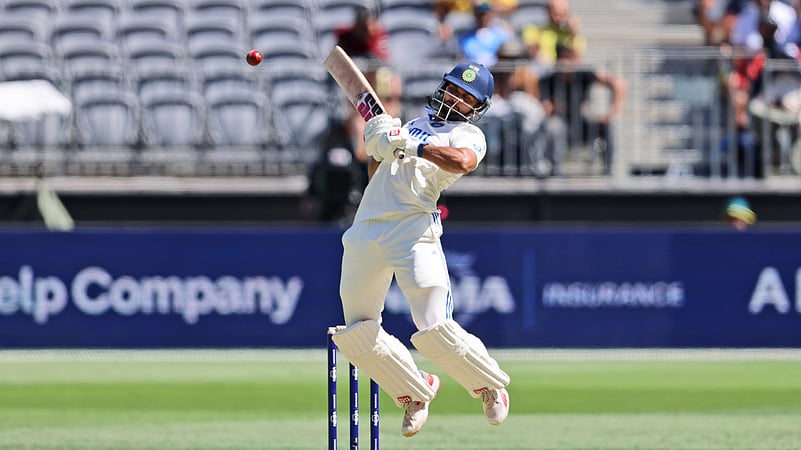 Indias Nitish Kumar Reddy bats during play in the first Test. AP Photo
