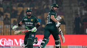 Fareed Khan/AP Photo : Pakistan's ODI captain Mohammad Rizwan (L) and T20I skipper Salman Ali Agha.