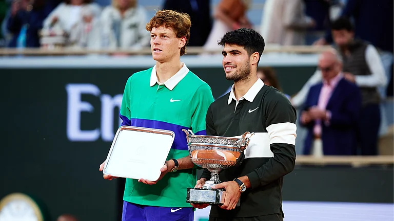 Jannik Sinner and Carlos Alcaraz at the French Open - null