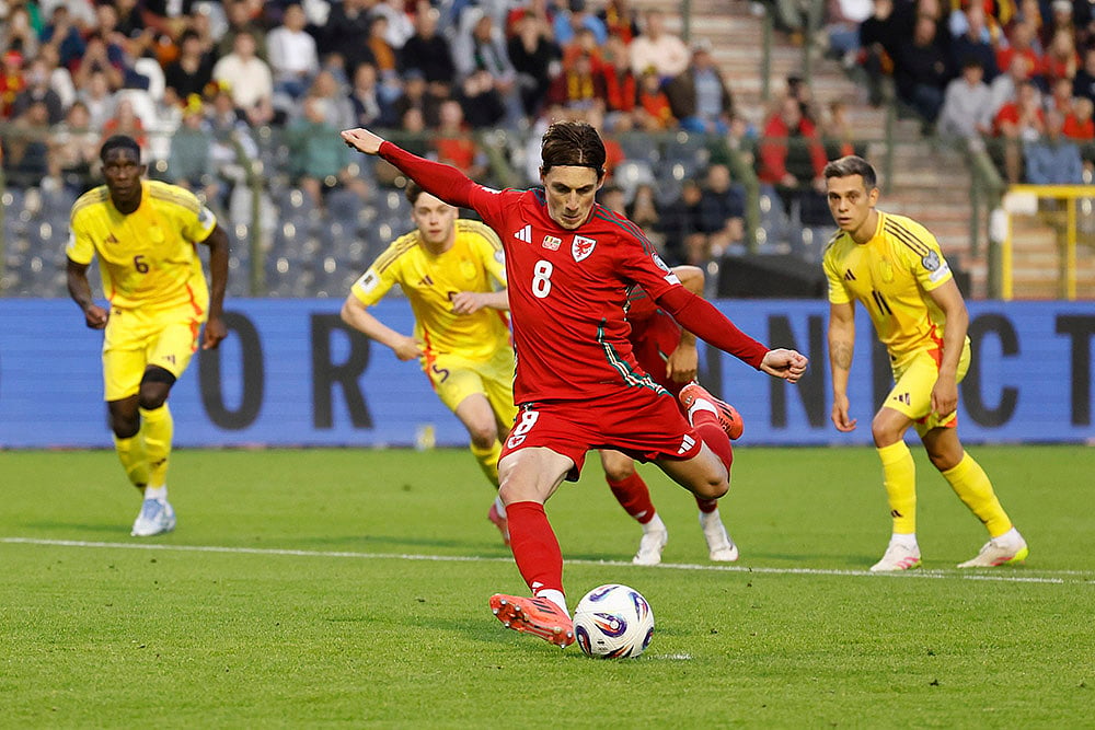 FIFA World Cup 2026 European qualifiers group J soccer match Belgium vs Wales: Harry Wilson