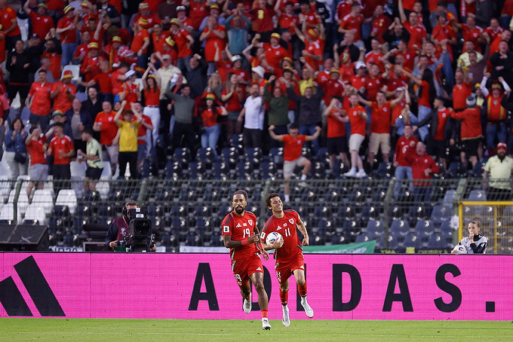 FIFA World Cup 2026 European qualifiers group J soccer match Belgium vs Wales: Sorba Thomas