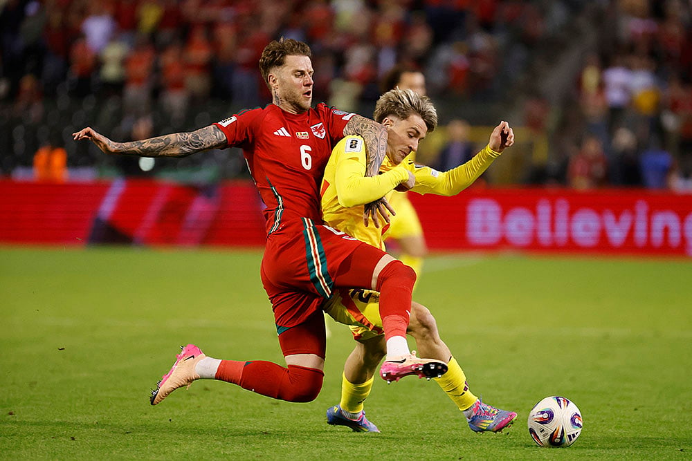 FIFA World Cup 2026 European qualifiers group J soccer match Belgium vs Wales: Joe Rodon