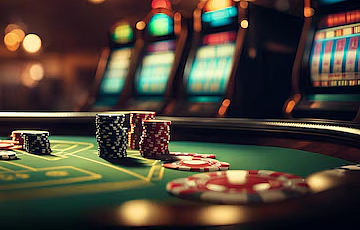 Casino coins on casino table