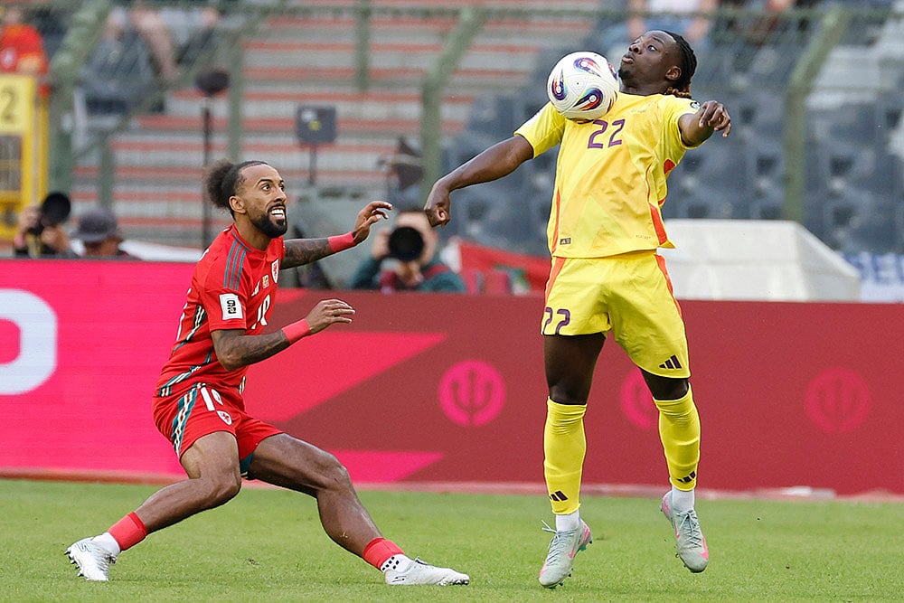 FIFA World Cup 2026 European qualifiers group J soccer match Belgium vs Wales: Sorba Thomas