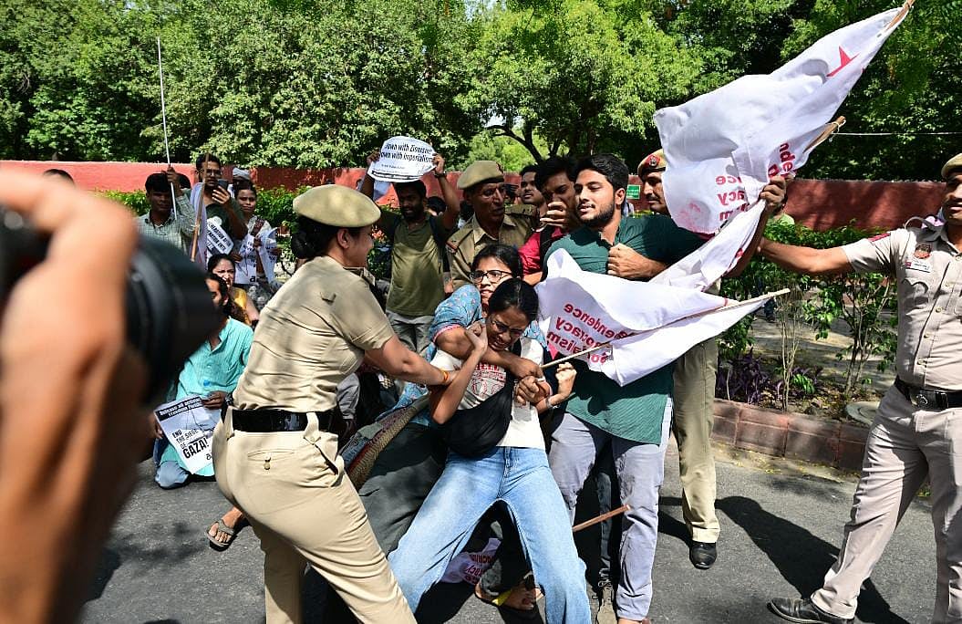 Aishe Gosh : Police said approximately 30 individuals were taken into custody for protesting without prior permission and were transported to Bawana police station.