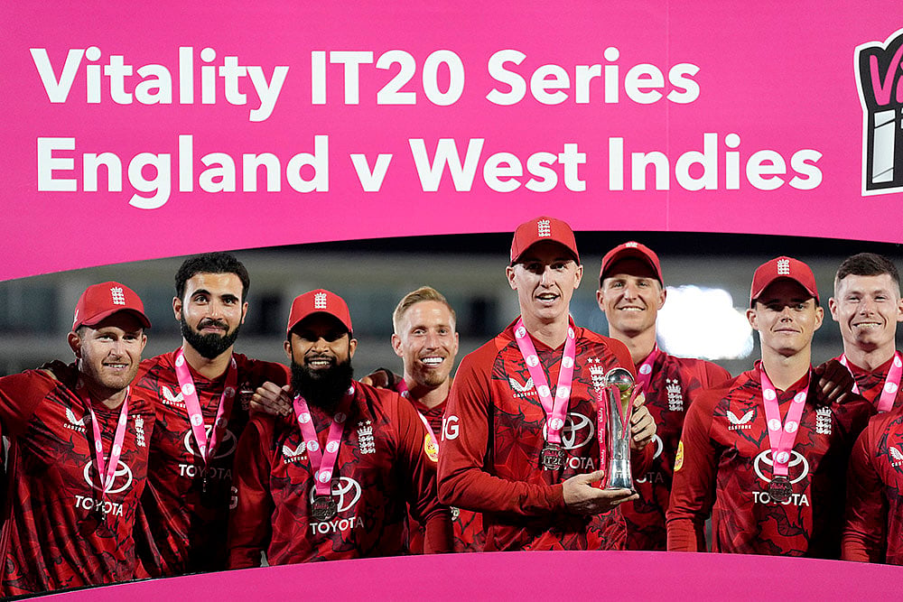 | Photo: Andrew Matthews/PA via AP : England Vs West Indies, 3rd T20I