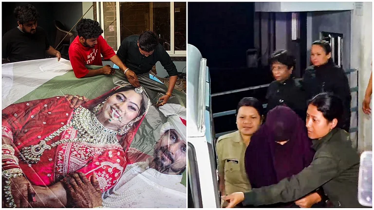 Sonam Raghuvanshi being arrested by the police is Raja Raghuvanshi murder case
- PTI