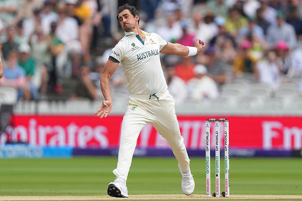 SA vs AUS ICC WTC Final 2025 day 2 at Lords: Mitchell Starc bowls