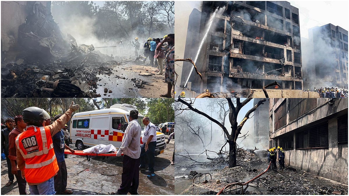 Visuals from the crash site in Gujarat's Ahmedabad  - PTI