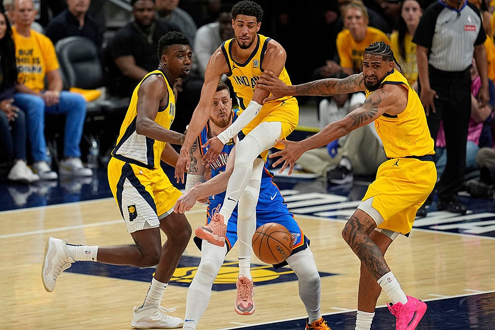 Oklahoma City Thunder vs Indiana Pacers NBA Finals series game 3 photo: Isaiah Hartenstein