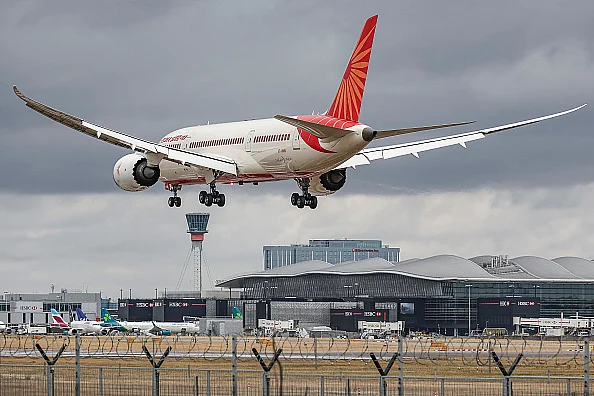 Air India Boeing 787 Dreamliner Landing At London Heathrow Airport