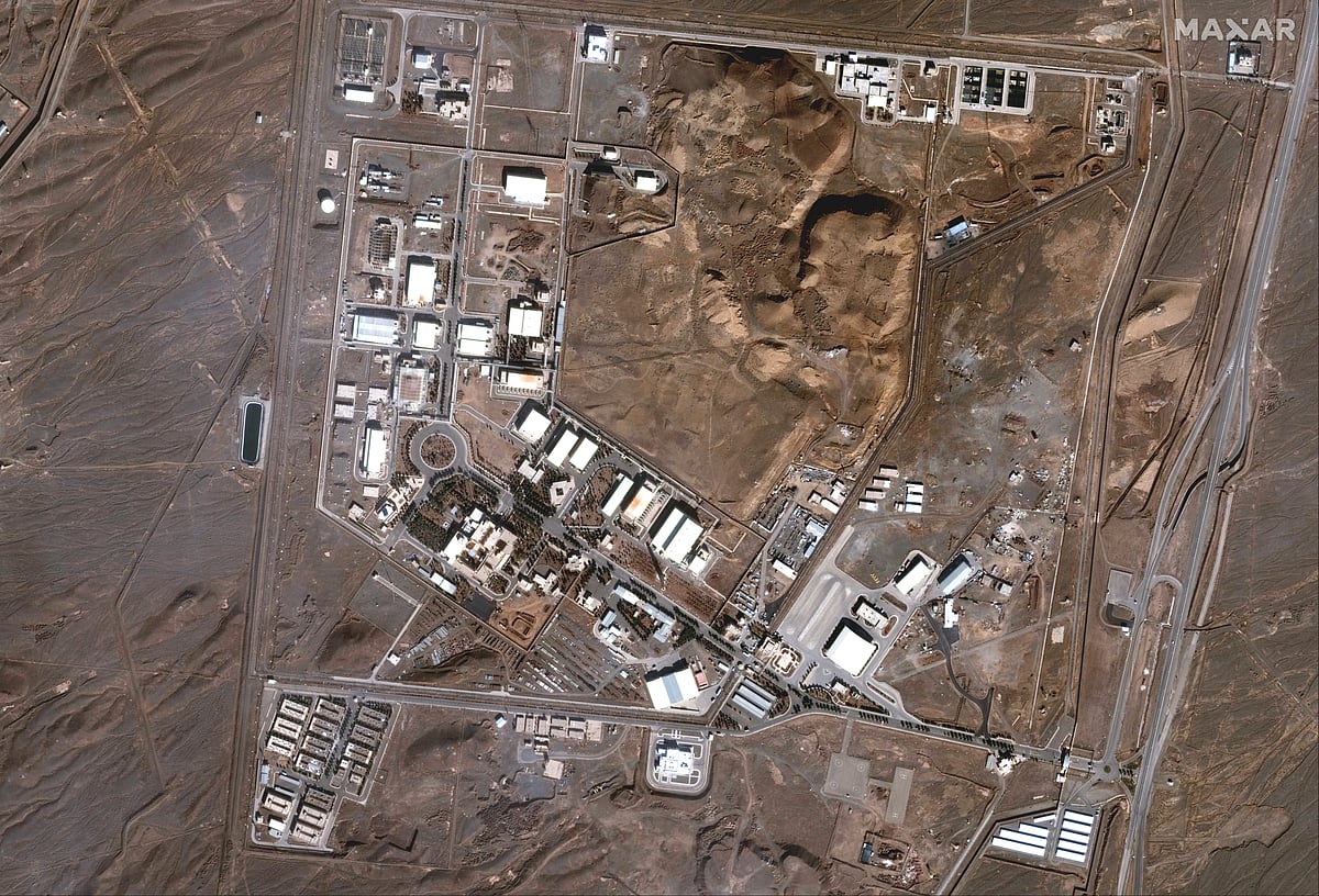 Maxar Technologies via AP : This satellite image provided by Maxar Technologies shows the Natanz nuclear facility in Iran on Jan. 24, 2025