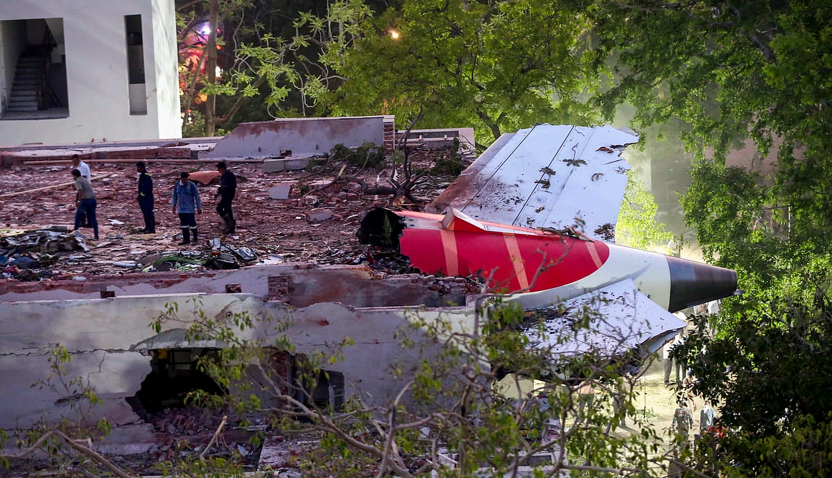 PTI : Remains of the Air India plane that crashed in Ahmedabad on June 12