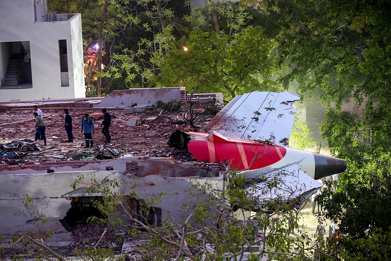 Remains of the Air India plane that crashed in Ahmedabad on June 12