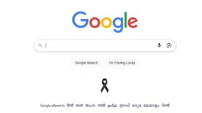 Google added a black ribbon on homepage as a tribute to the victims after Air India plane crash