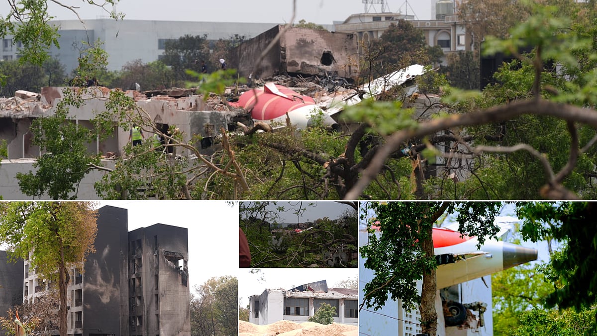 Dinesh Parab / Outlook India : Air India plane crash site in Ahmedabad, Gujarat on June 13, a day after the fateful crash took likes of at least 256 people.