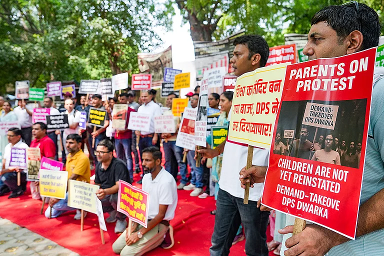 Parents protest over Private school fee hike - PTI/Manvender Vashist Lav
