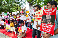 PTI/Manvender Vashist Lav : Parents protest over Private school fee hike 