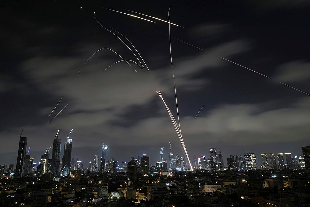 Israel Iran Mideast Wars; Iron Dome air defense system fires