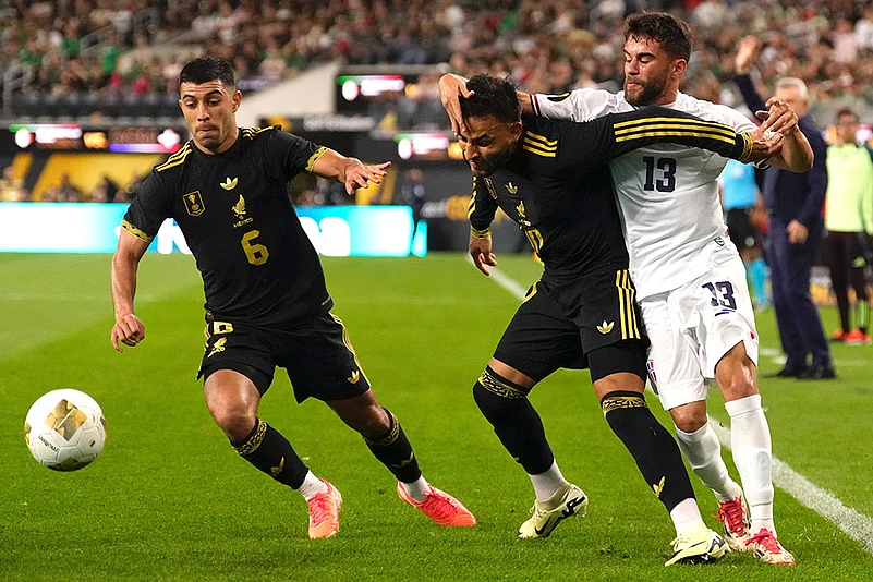 CONCACAF Gold Cup soccer match Mexico vs Dominican Republic in California; Edison Azcona