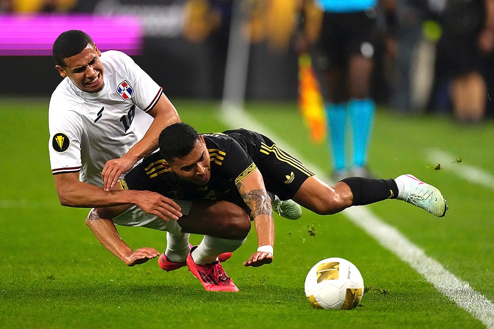CONCACAF Gold Cup soccer match Mexico vs Dominican Republic in California; Jimmy Kaparos