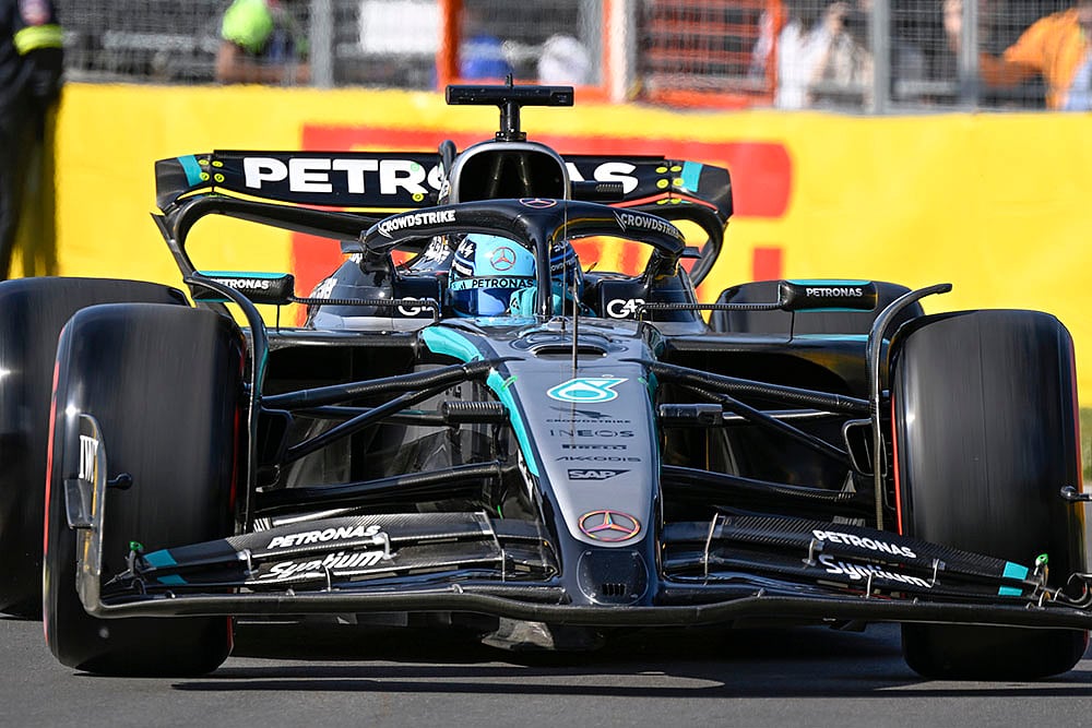 Canadian Grand Prix 2025 qualifying session in Montreal; George Russell, of the UK