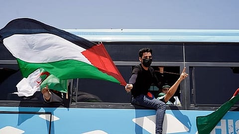A massive land convoy of activists, humanitarian volunteers, and civil society leaders making their way from Tunisia toward the Gaza Strip.