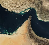 US Downs Iranian Drones In Strait Of Hormuz; India Protests Deaths Of Three Mariners WIKI; Representative image : Strait of Hormuz