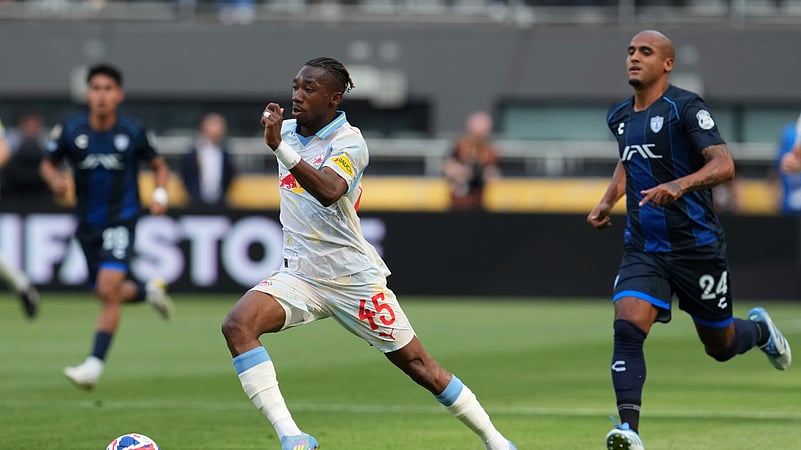 Red Bull Salzburgs Dorgeles Nene runs with the ball during. AP