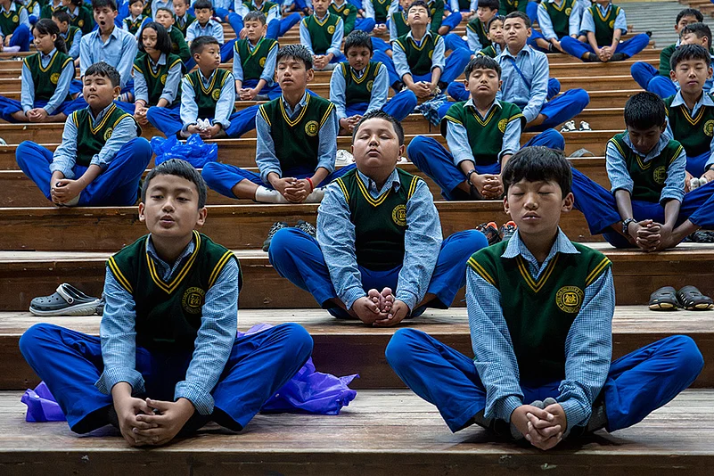 International Day of Yoga at the Tibetan Childrens Village School in Dharamshala