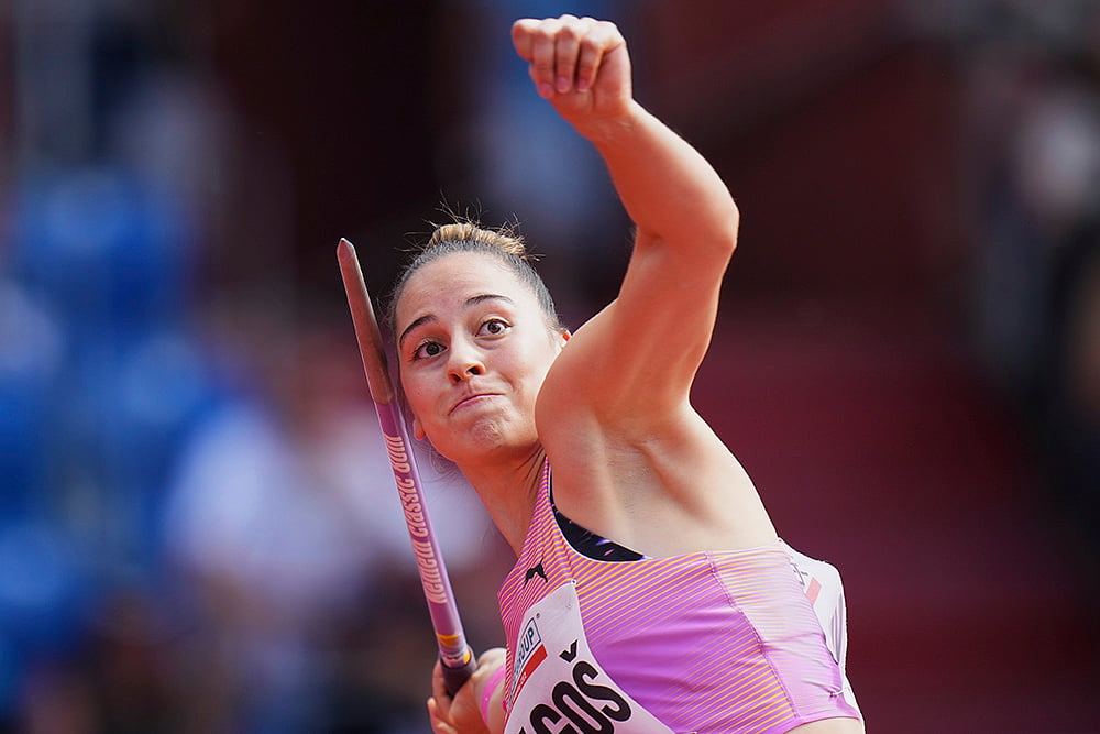 Ostrava Golden Spike athletics meet 2025_women javelin throw; Adriana Vilagos, of Serbia