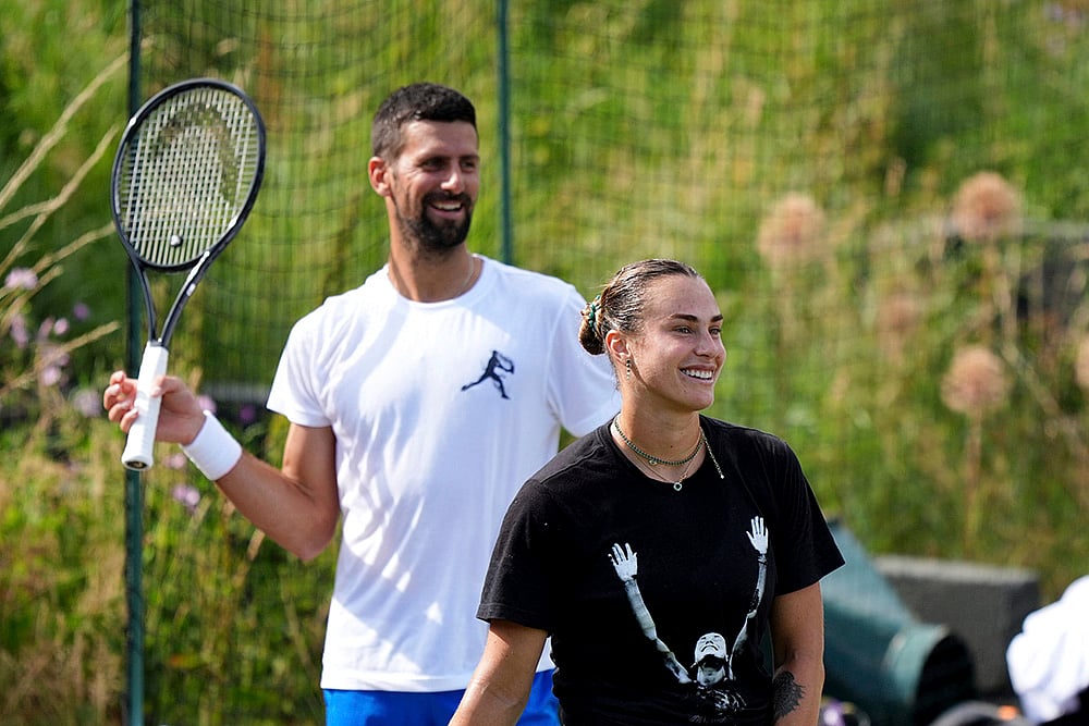 Britain Tennis Wimbledon 2025  practice session: Novak Djokovic and Aryna Sabalenka 