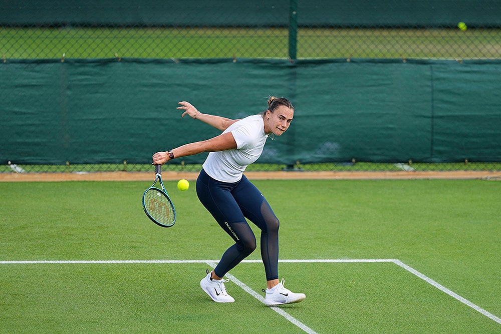 Britain Tennis Wimbledon 2025  practice session: Aryna Sabalenka