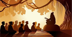 Dronacharya with his disciples